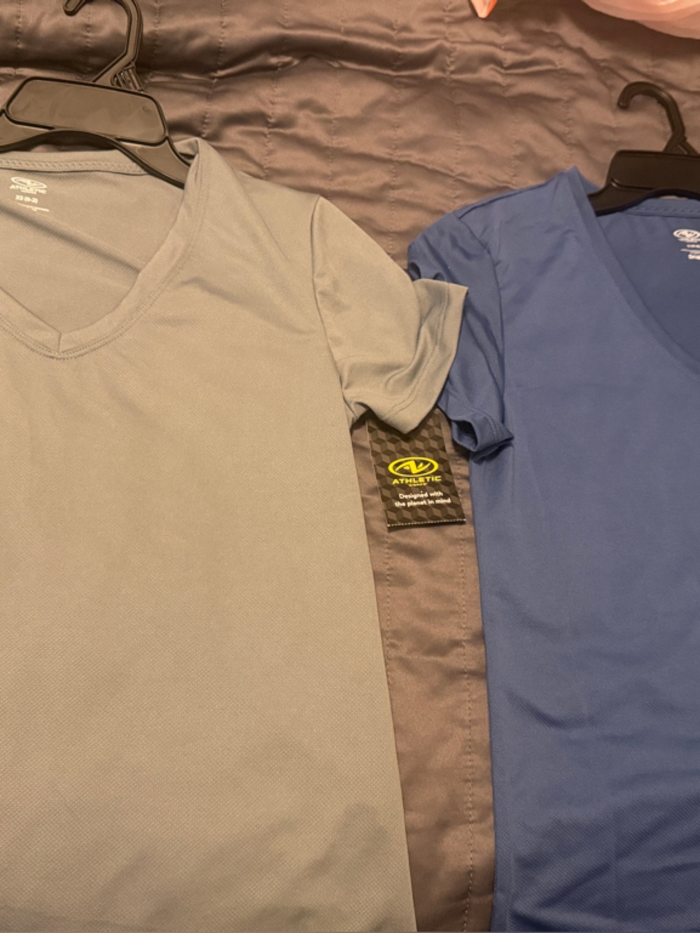 Two Short Sleeve Athletic Tees Driworks women’s - Gray and Blue 1-XS 1-Sm